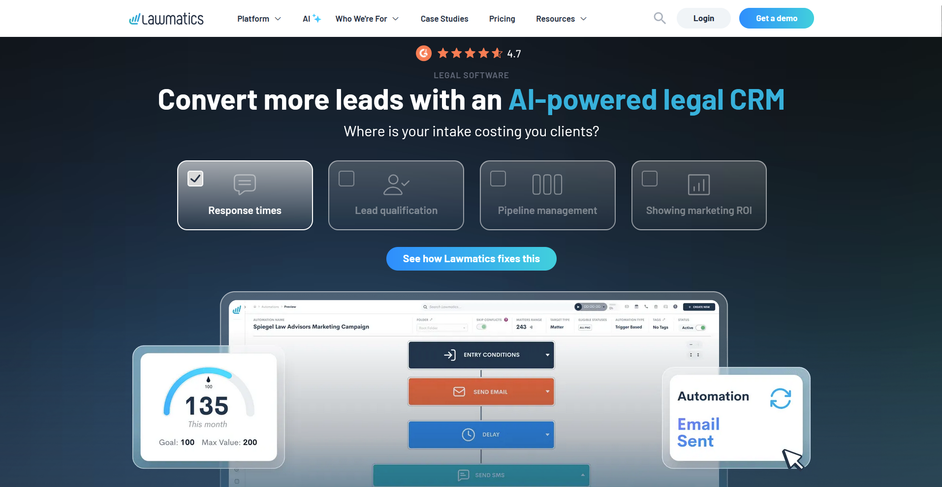 Lawmatics homepage
