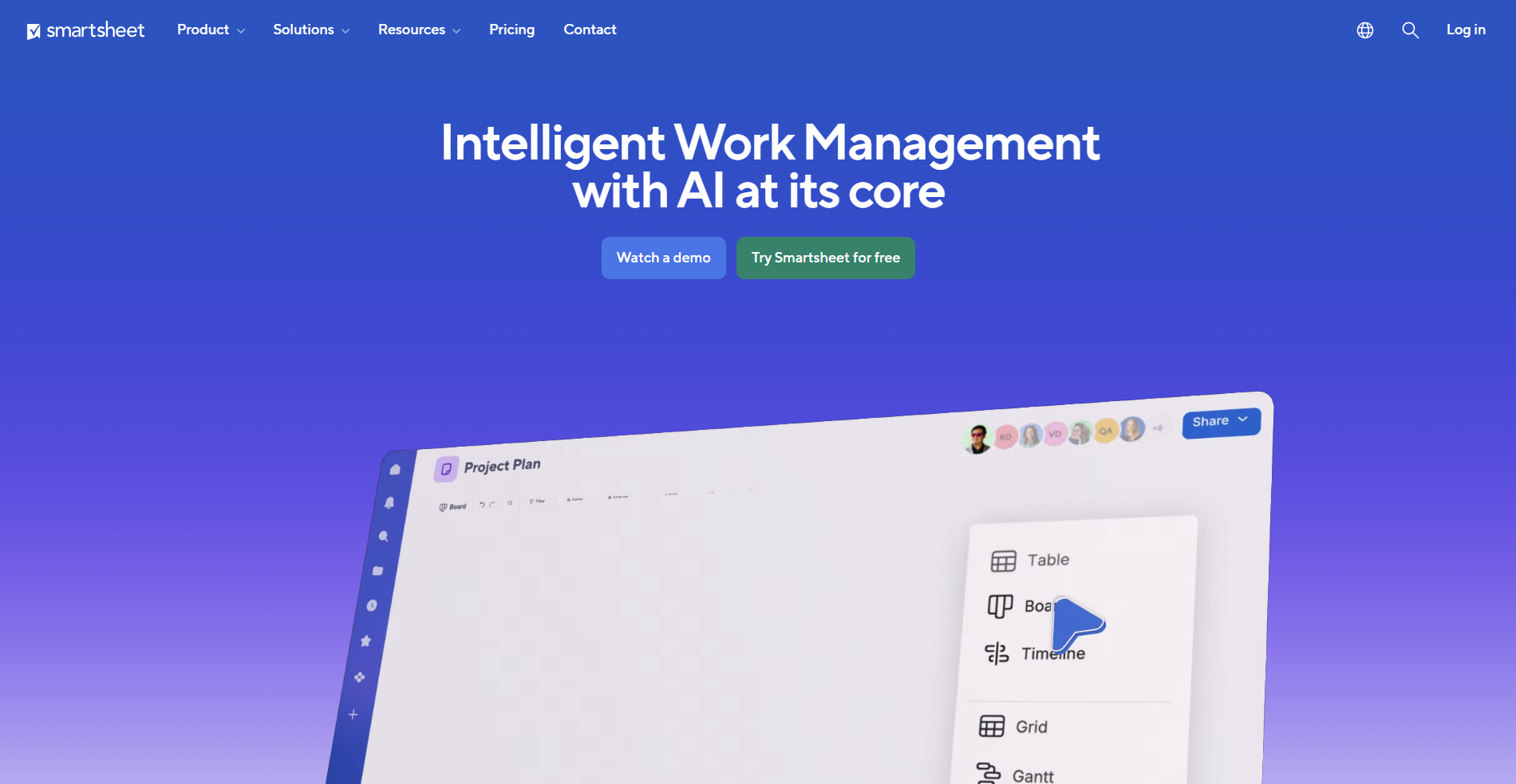 Smartsheet homepage