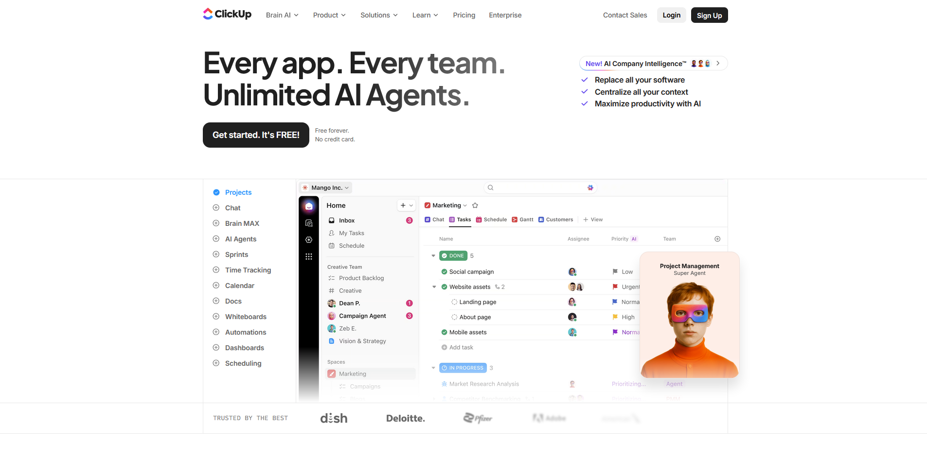 ClickUp homepage