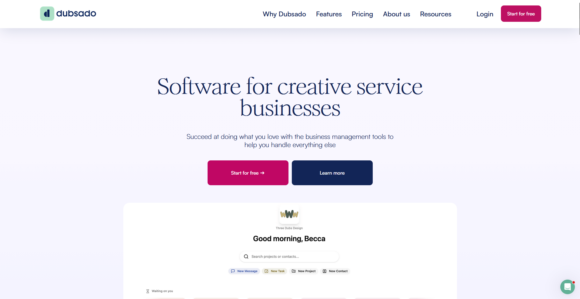 Dubsado homepage