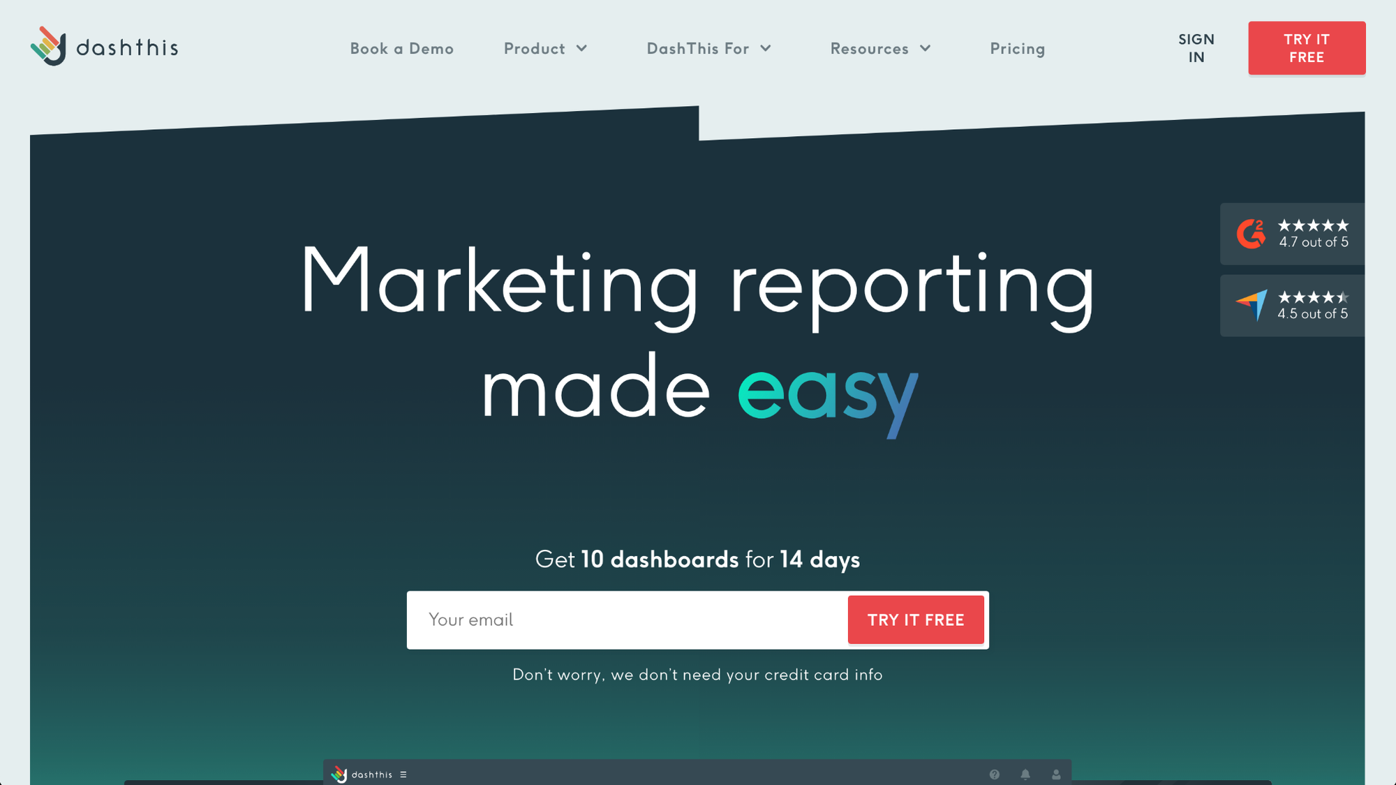 DashThis homepage