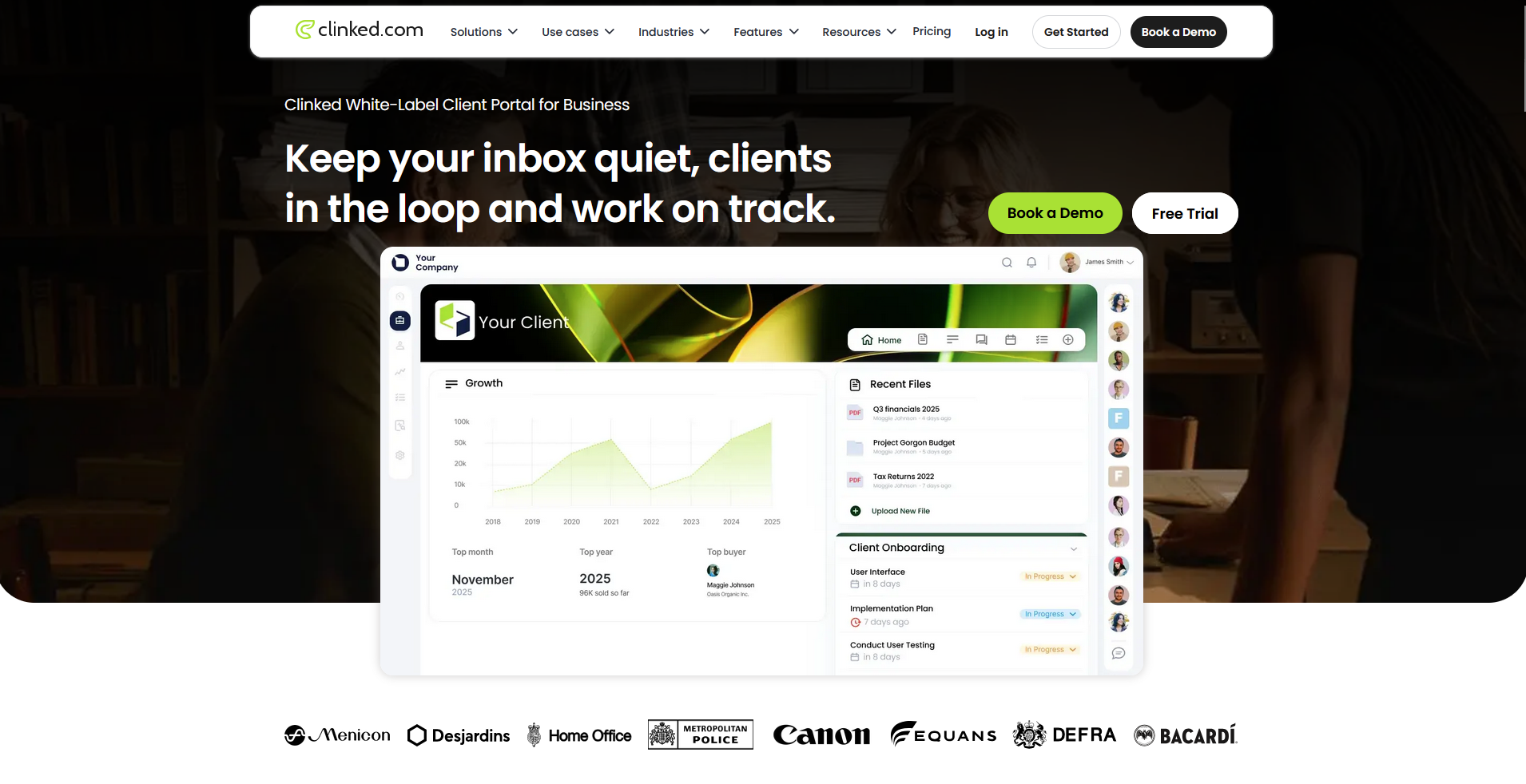 Clinked homepage