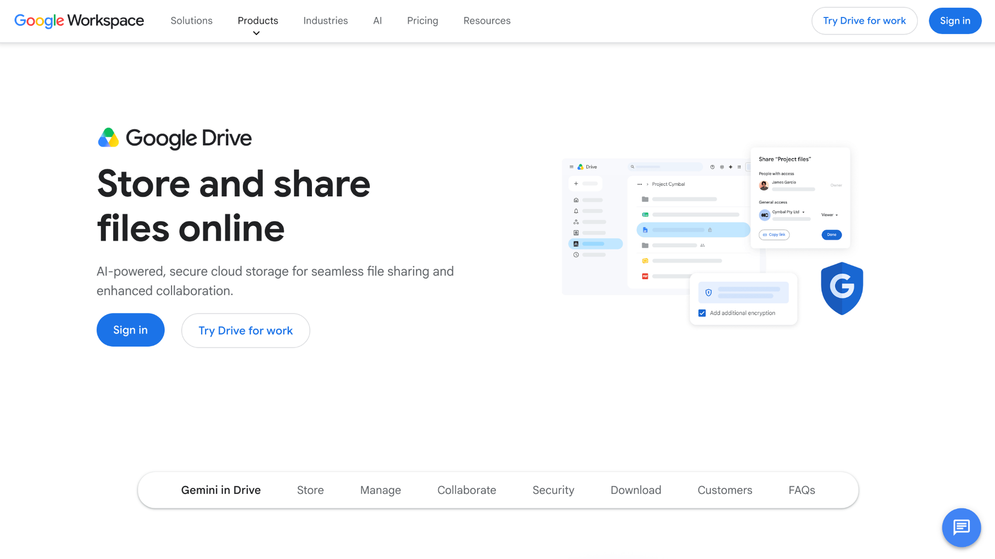 Google Drive homepage