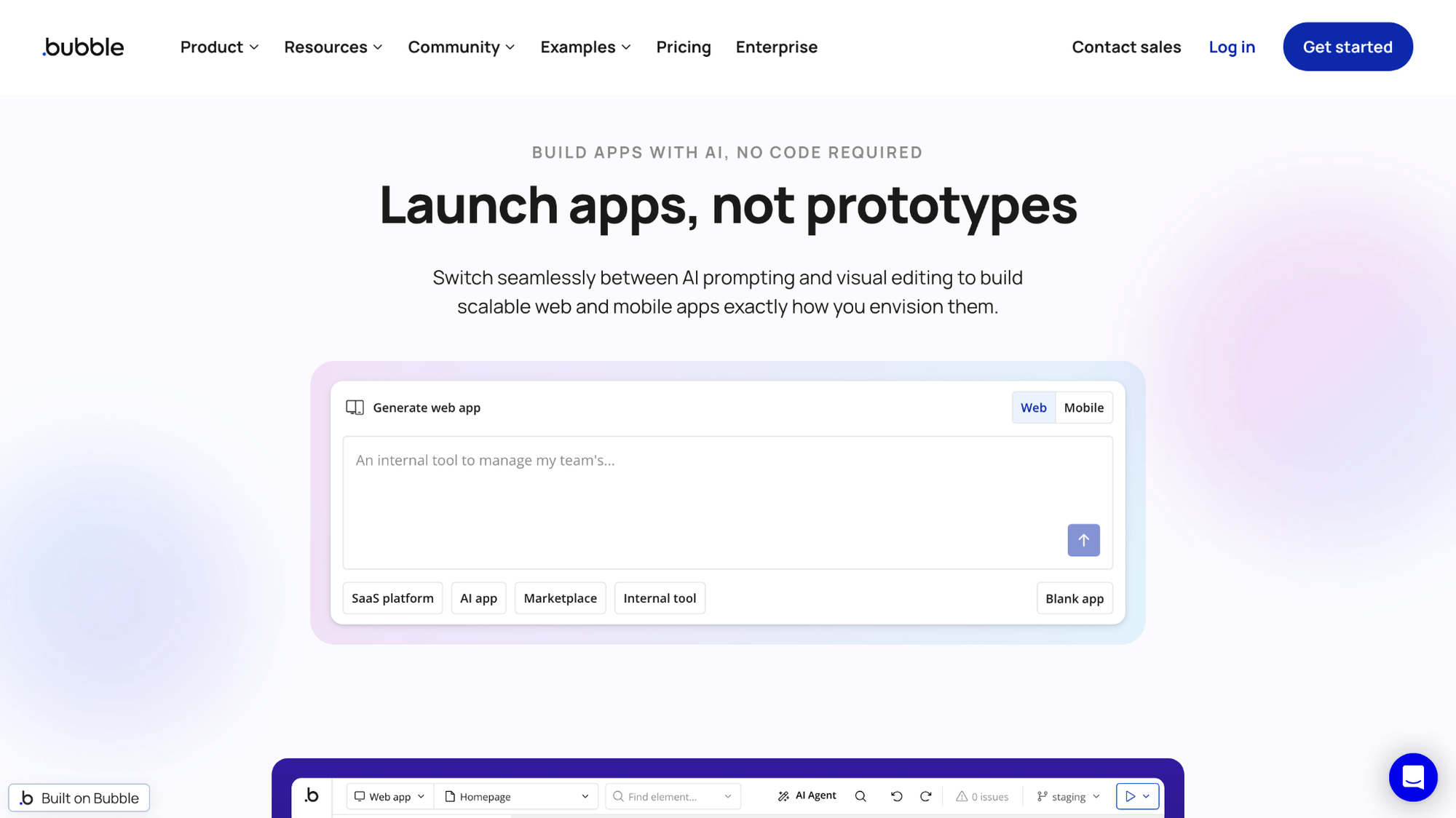 Bubble homepage