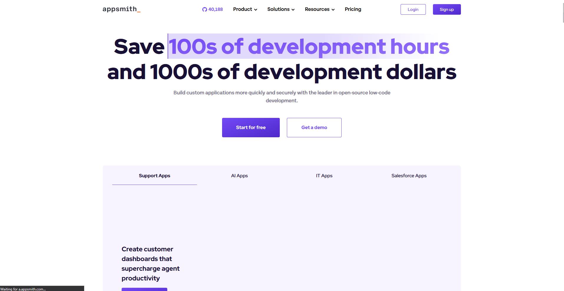 Appsmith homepage