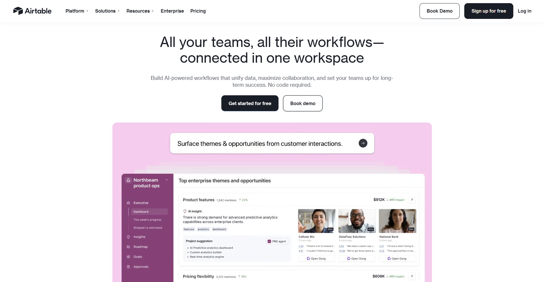 Airtable homepage