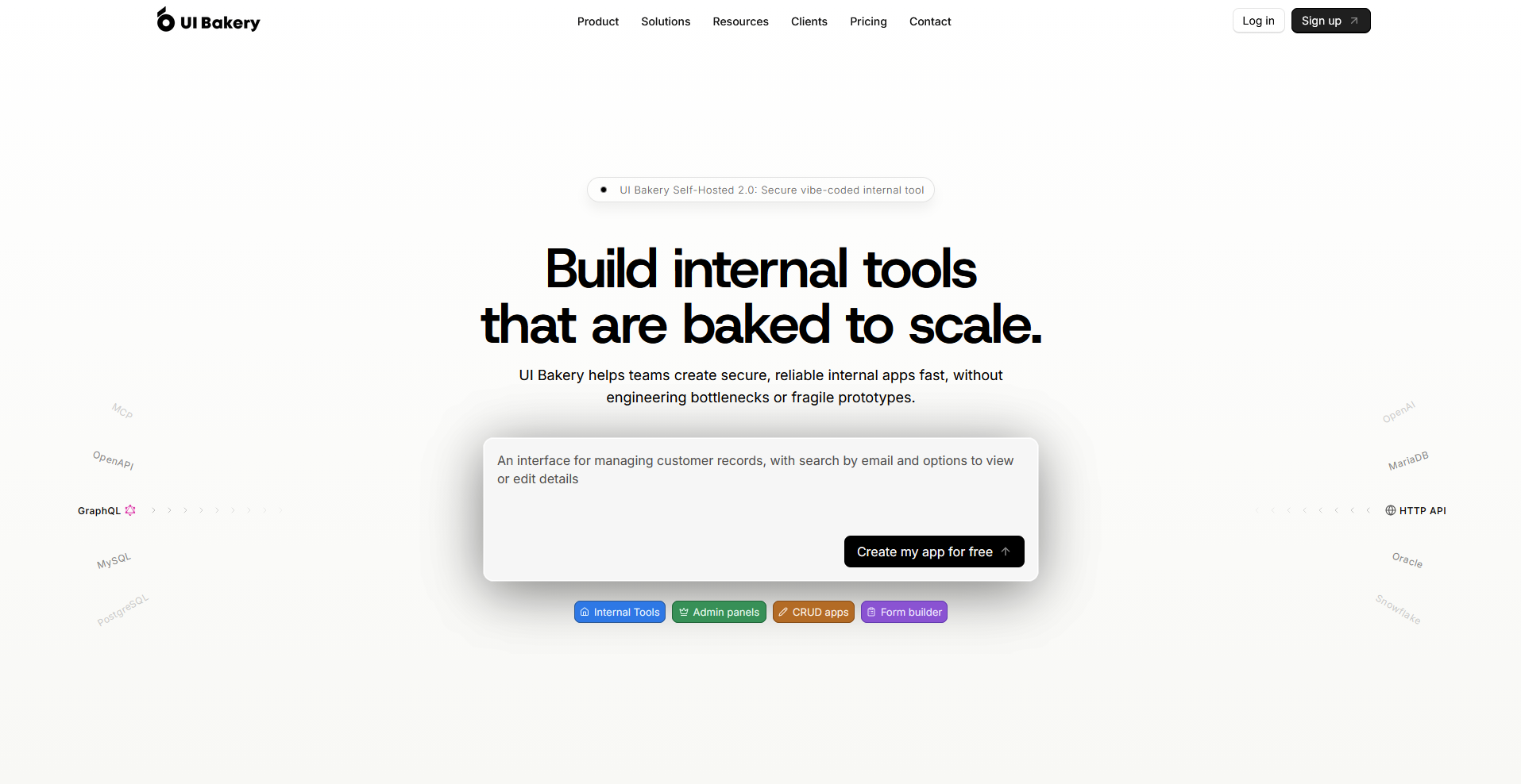 UI Bakery homepage