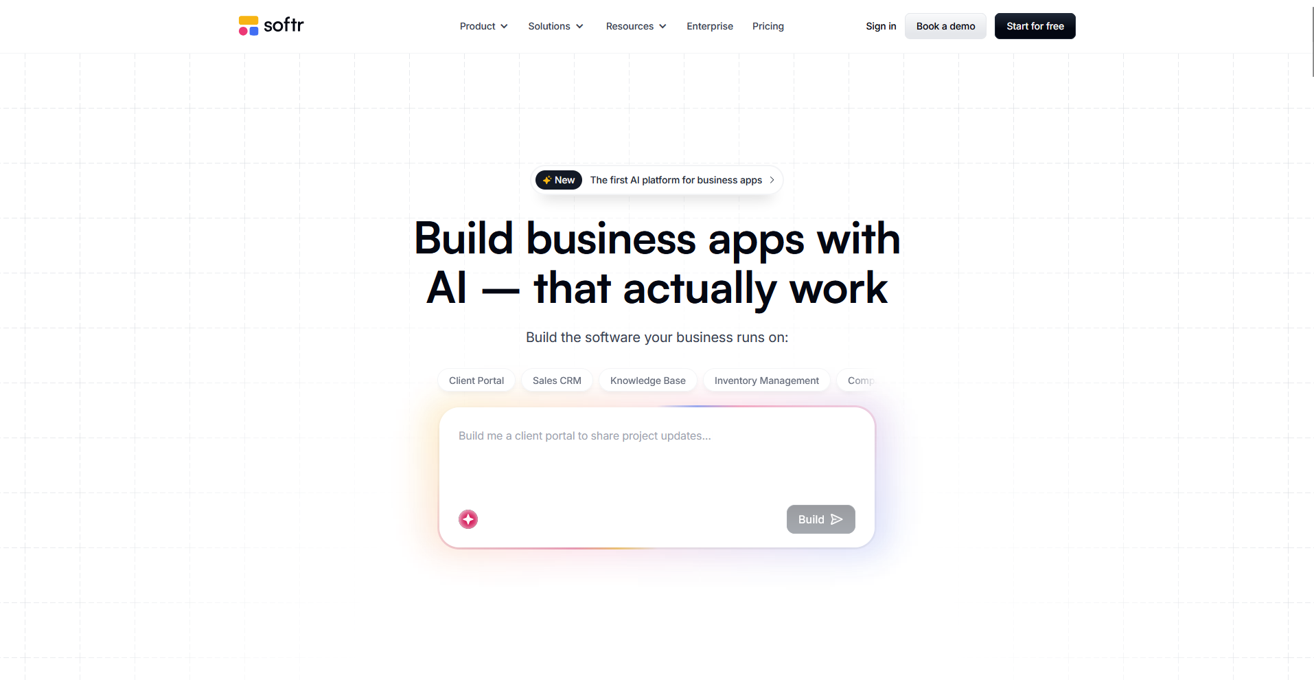 Softr homepage