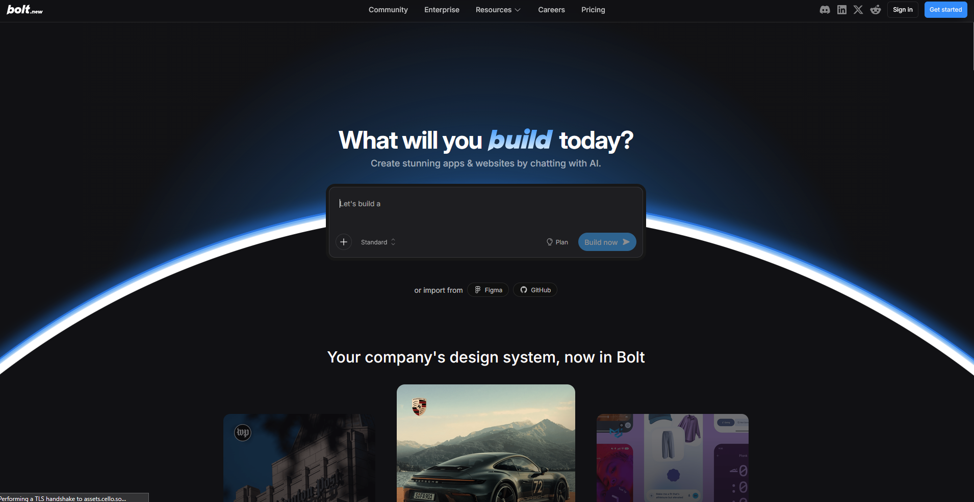 Bolt.new homepage