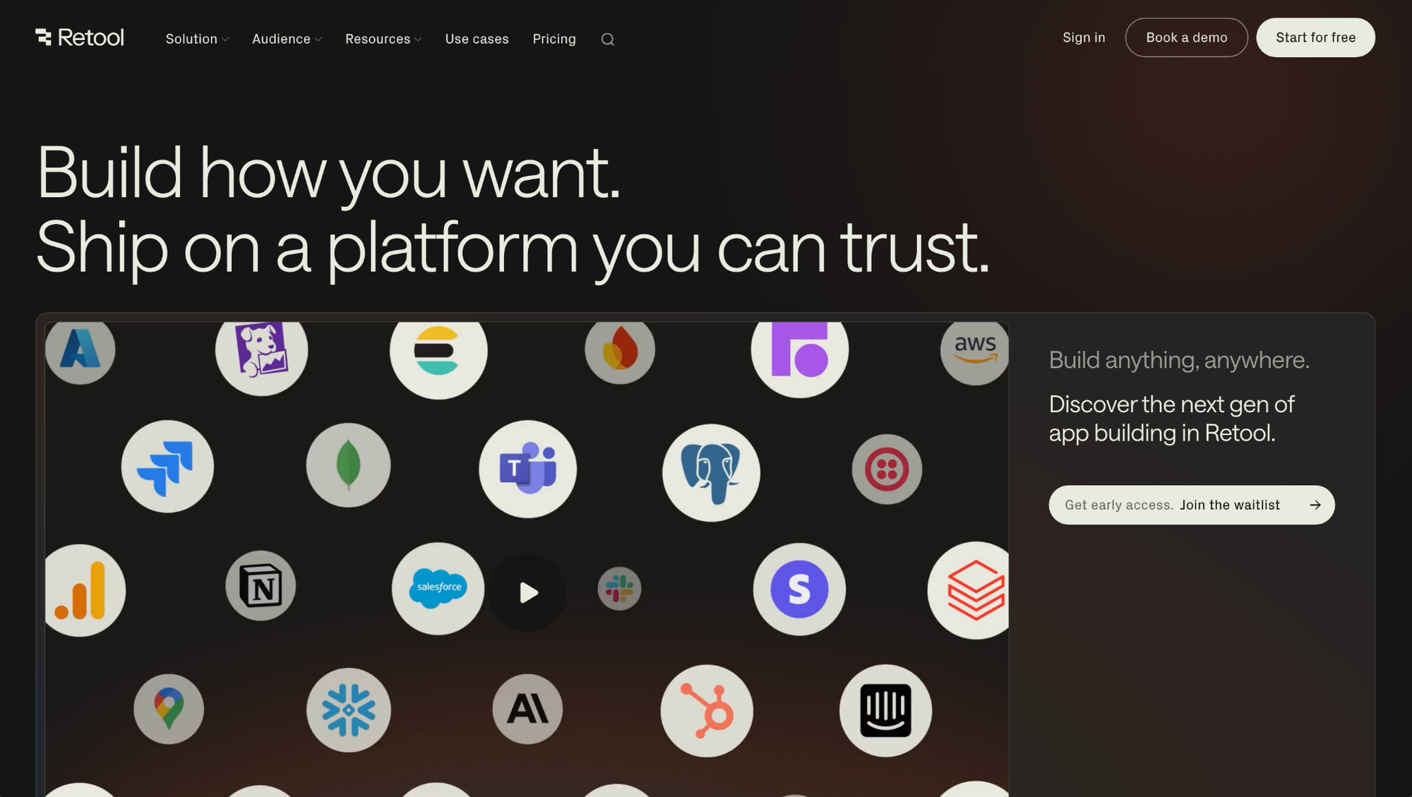 Retool homepage