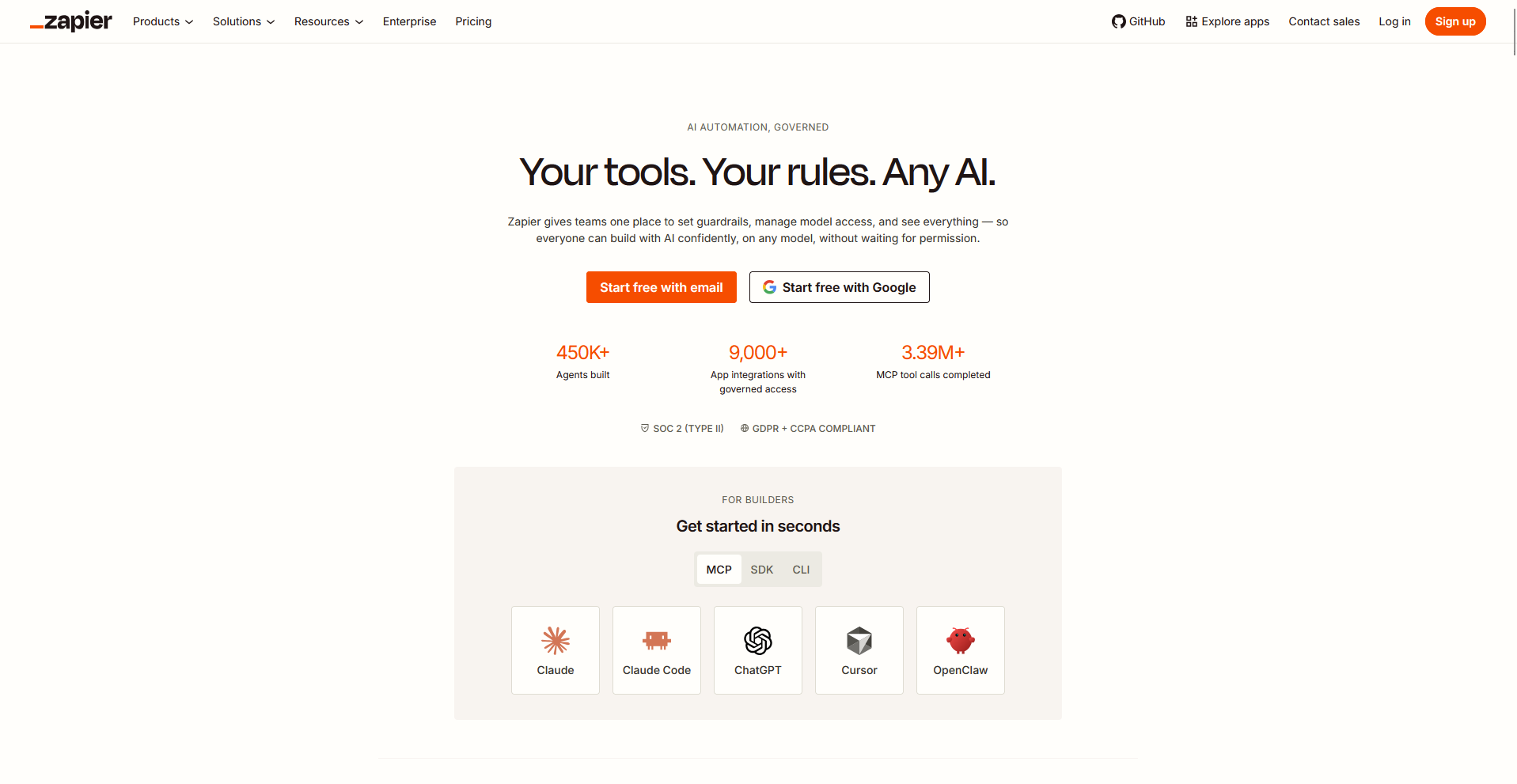 Zapier homepage