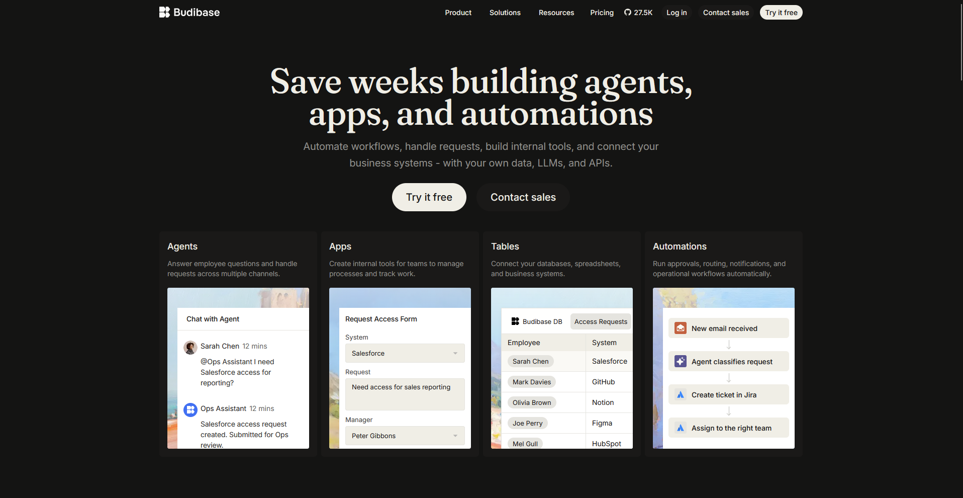 Budibase homepage