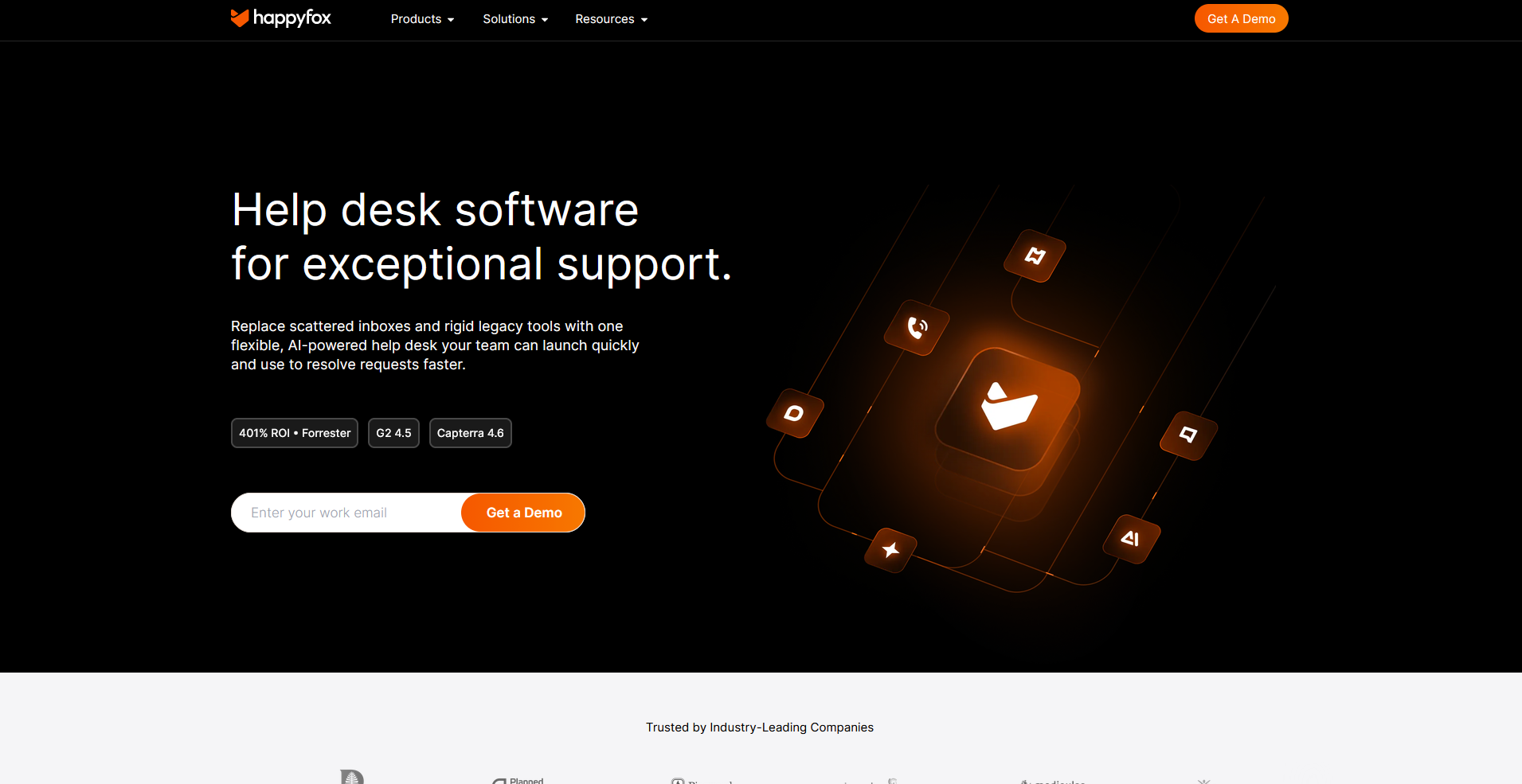 Happyfox homepage