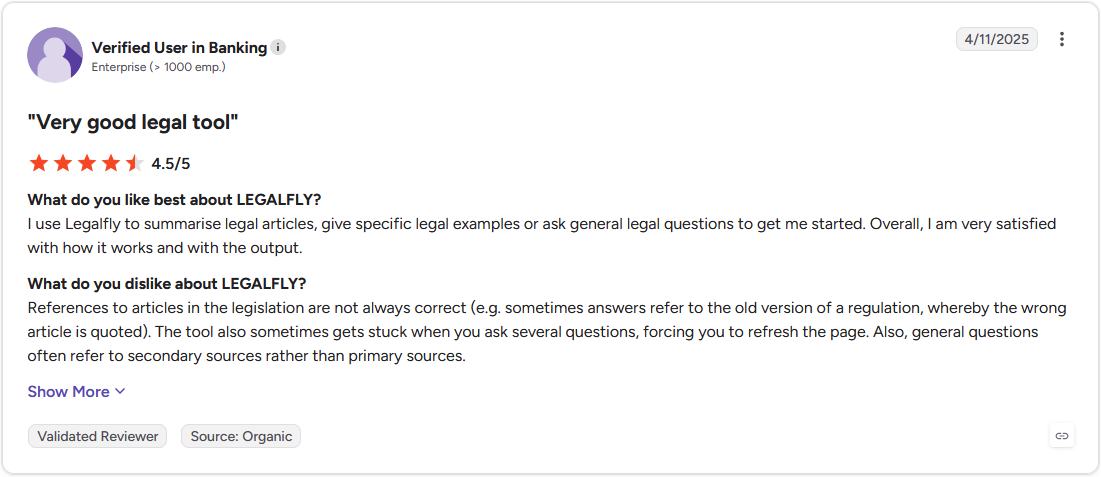 Review by Verified User in Banking on G2