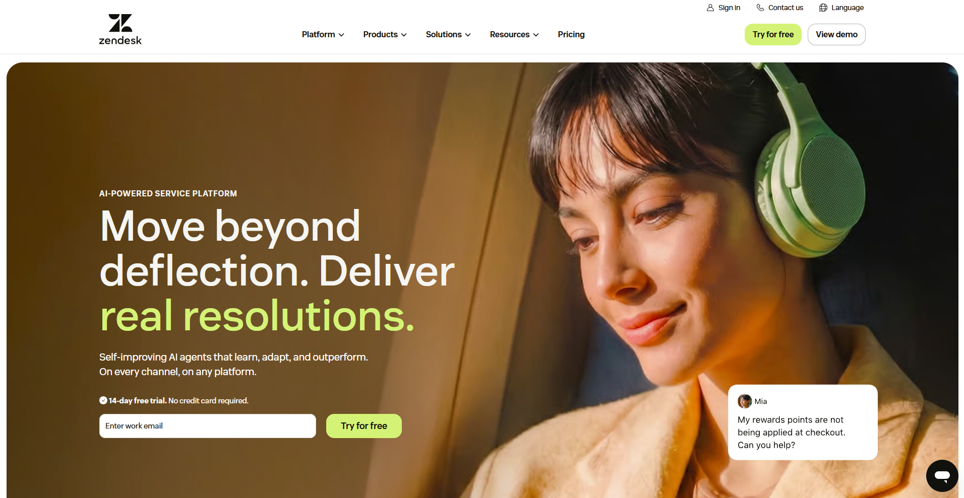 Zendesk homepage