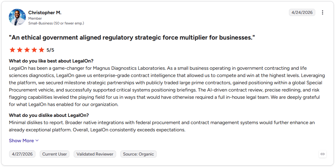 Review by Christopher M. on G2
