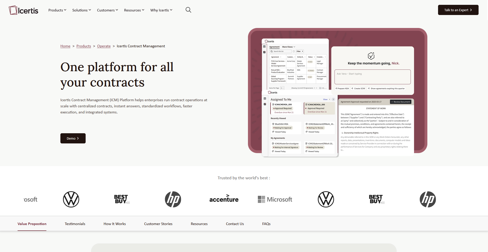 Icertis homepage