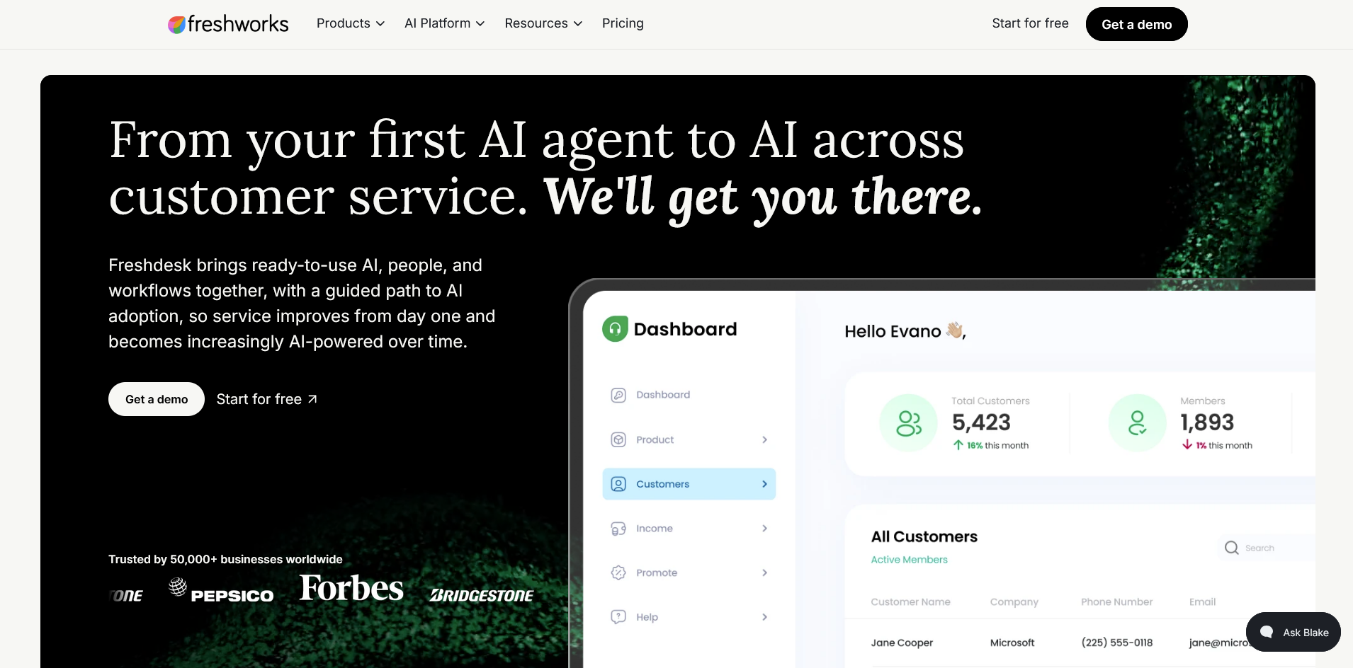 Freshdesk homepage