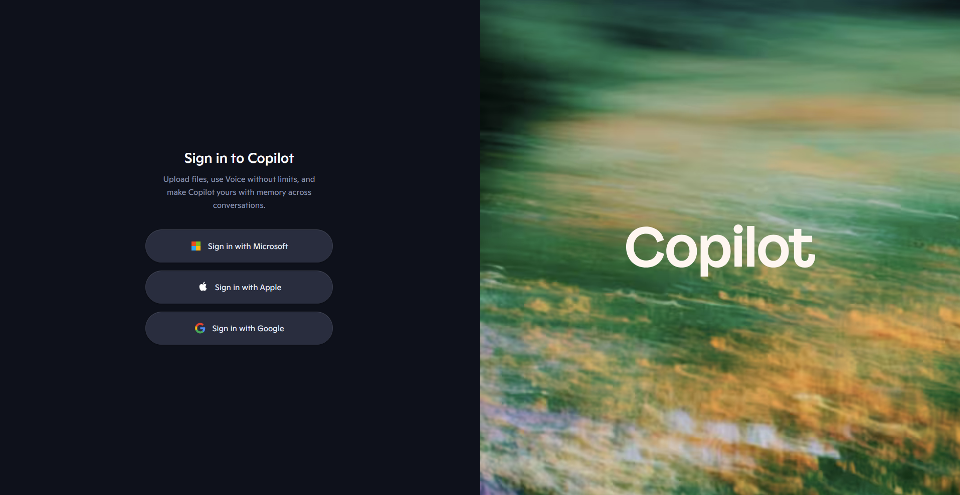 Copilot homepage