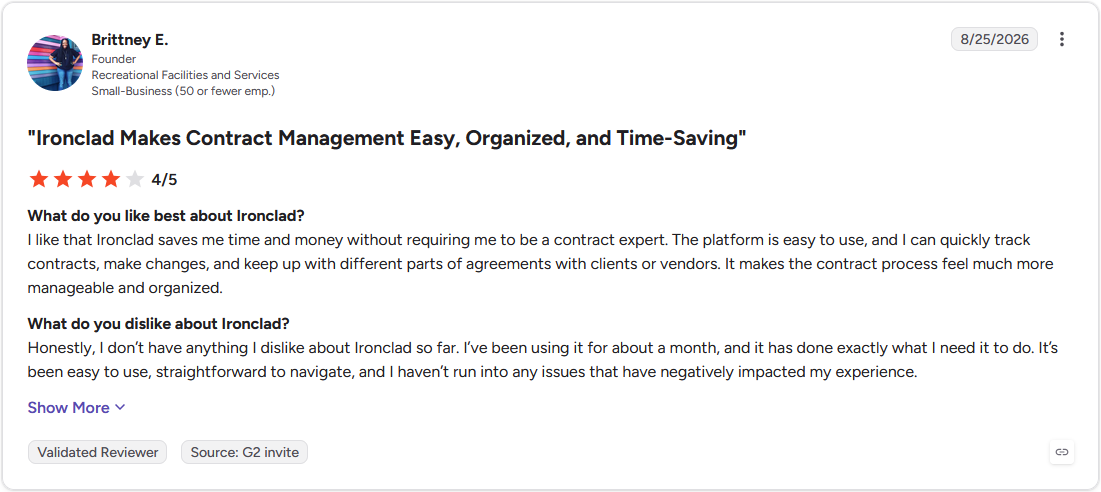 Review by Brittney E. on G2