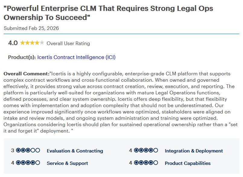 Review by Legal and Compliance Associate on Gartner Peer Insights