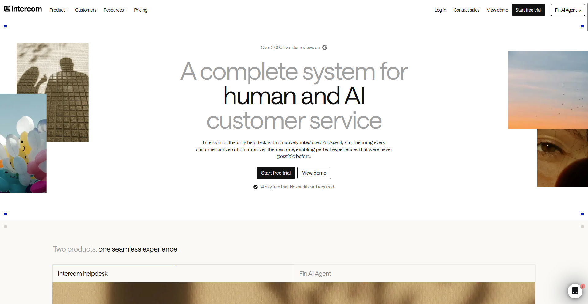 Intercom homepage