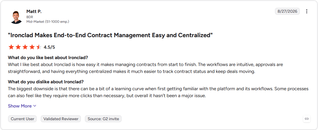 Review by Matt P. on G2