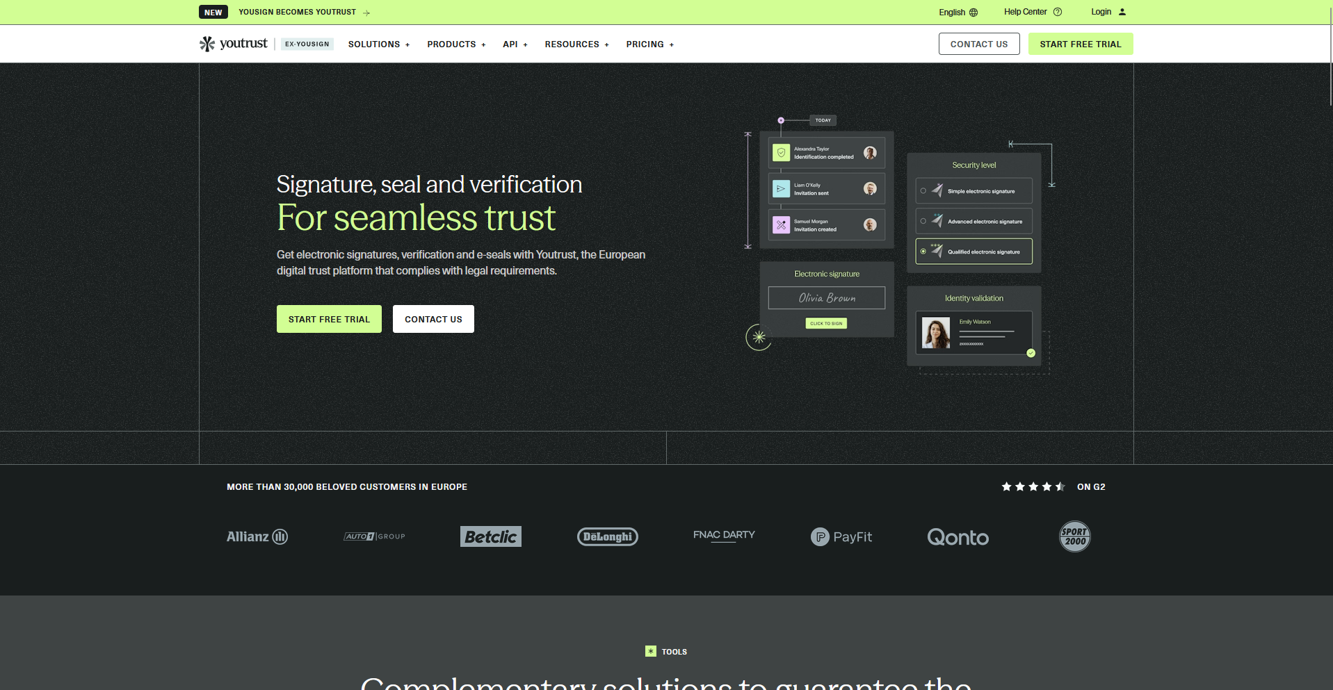 Youtrust homepage