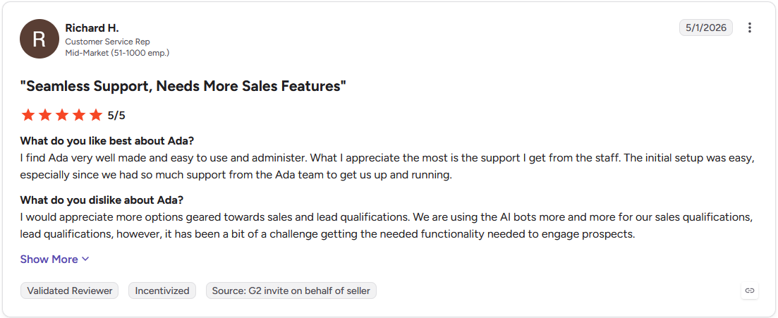 Review by Richard H. on G2