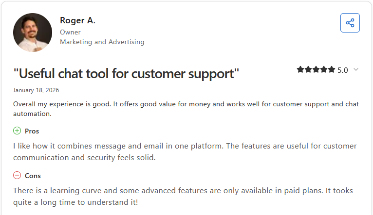 Review by Roger A. on Capterra