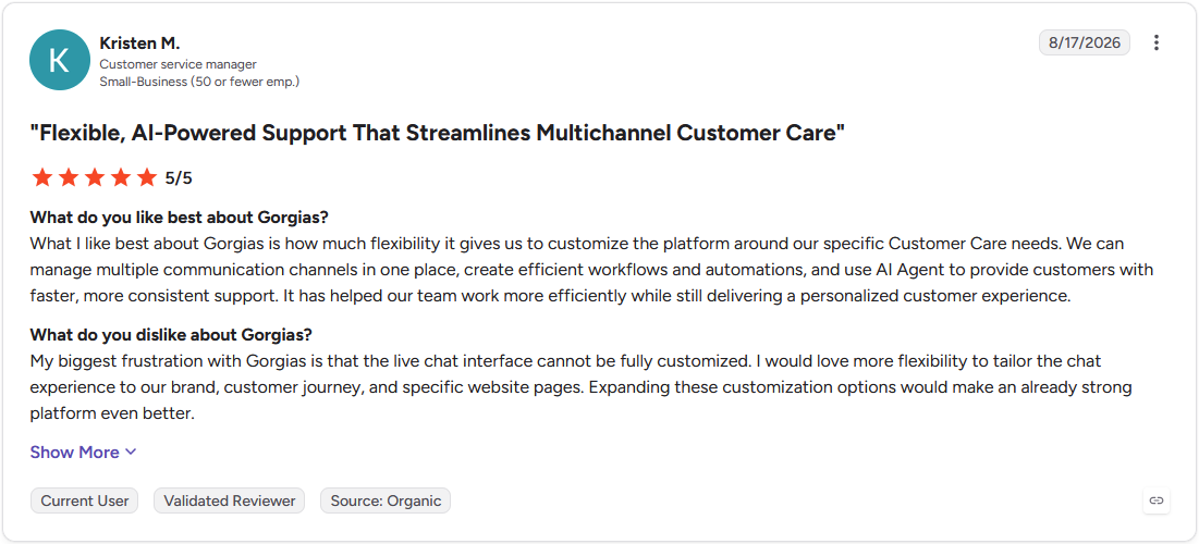 Review by Kristen M. on G2