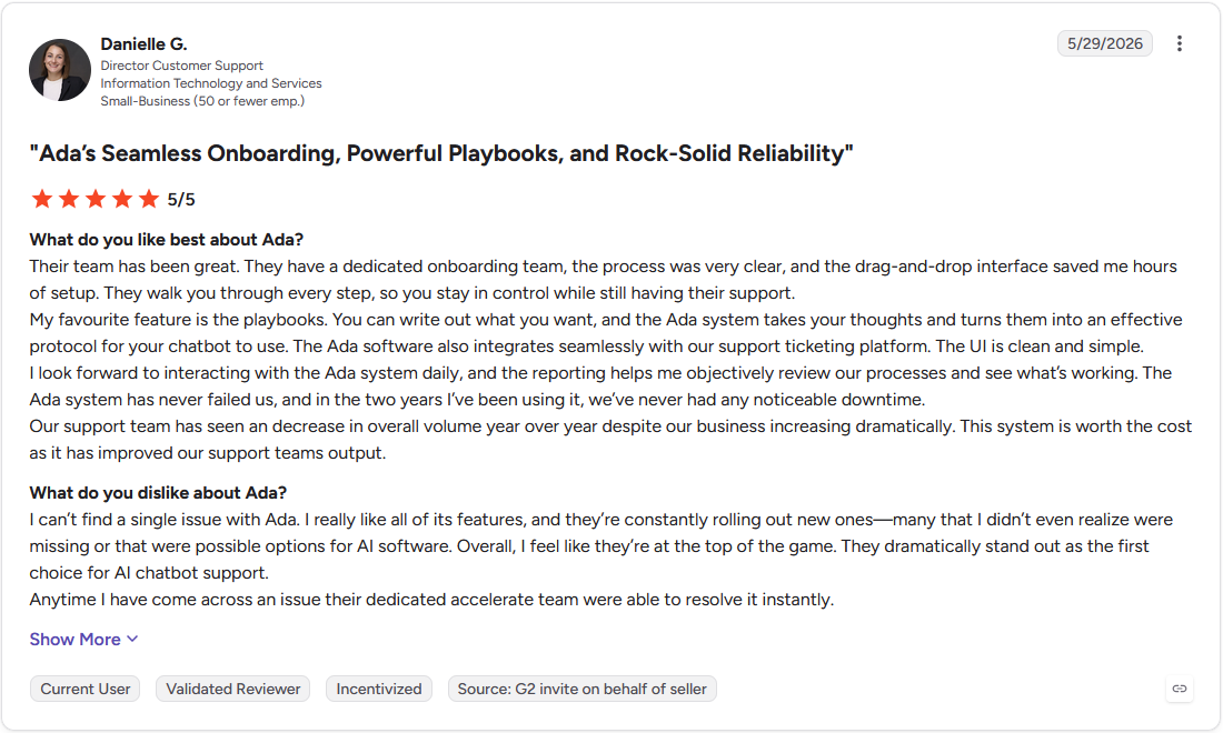 Review by Danielle G. on G2