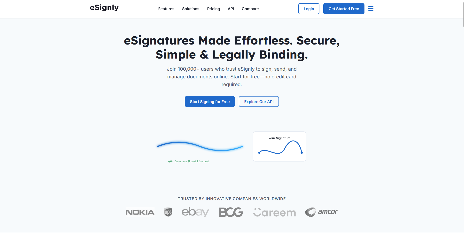 eSignly homepage