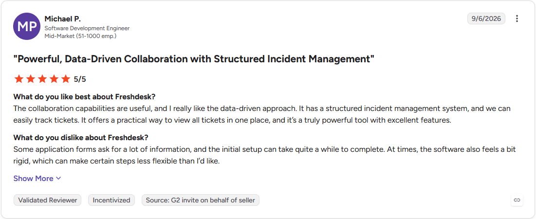 Review by Michael P. on G2