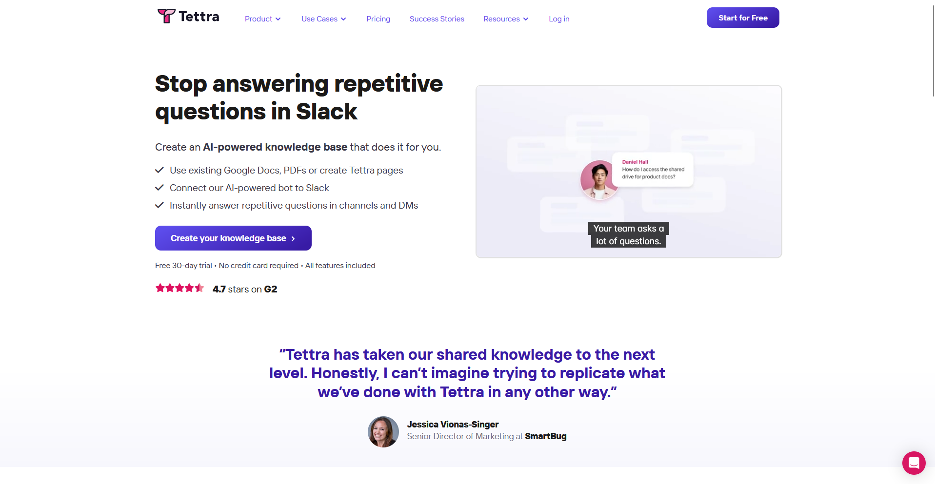 Tettra homepage