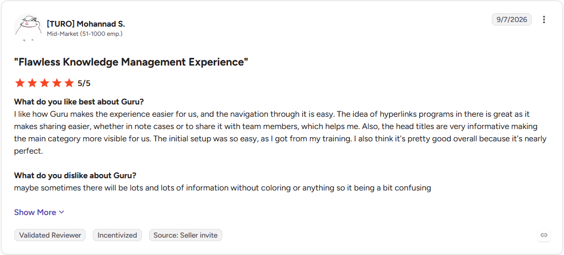 Review by Mohannad S. on G2