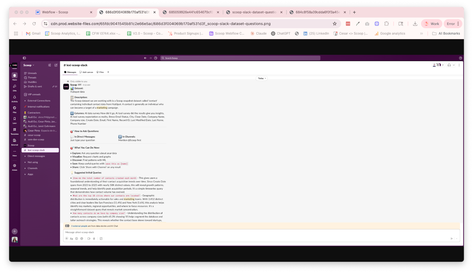 Slack thread showing live data drilldown