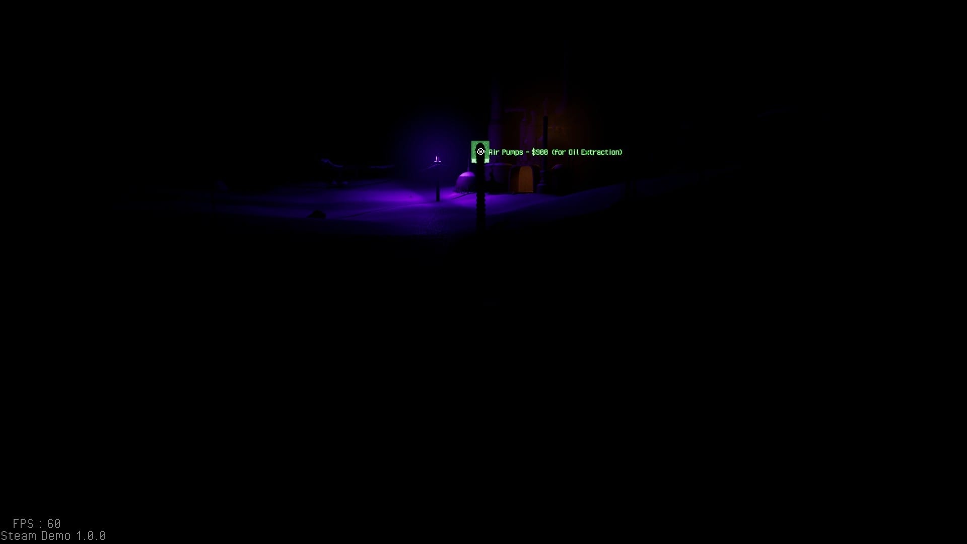 A distant purple glow, in an image still almost entirely black.