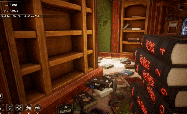 A short GIF shows a stack of books magically flowing onto a shelf.