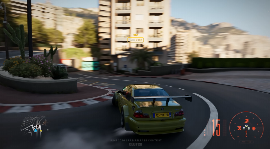 A screenshot of Clutch showing a racing BMW sliding round a corner.
