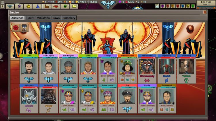 Emperors work a gruelling 12-minute day in Stellar Monarch 2
