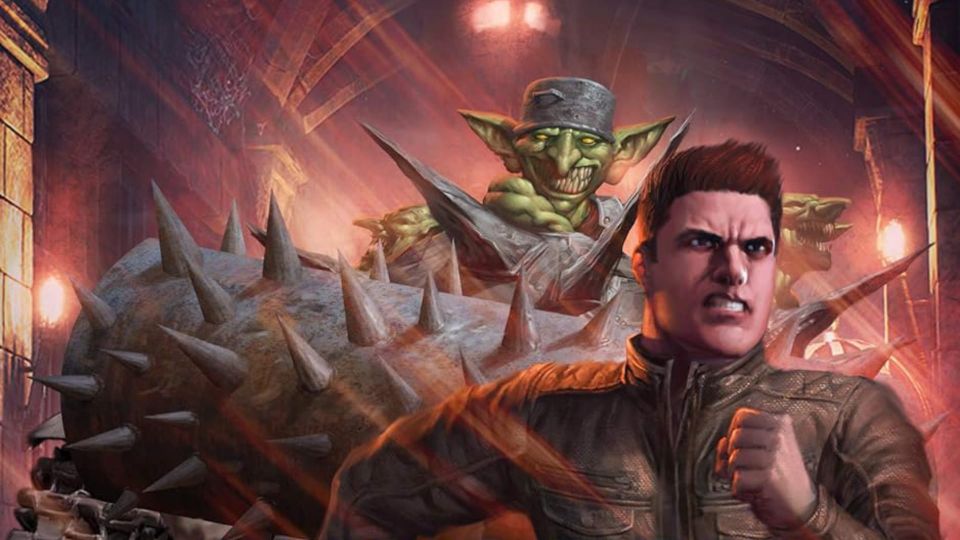 Carl runs away from goblins, who look like the goblins from a videogame, on the cover of Dungeon Crawler Carl.