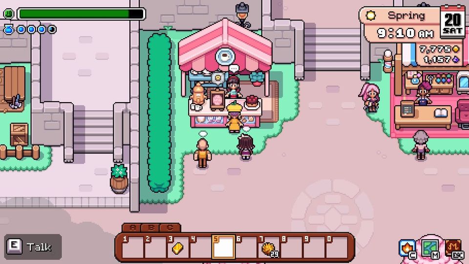 Waiting to talk to the NPC at the pink cake stand, alongside several other customers.