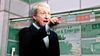 A composite image of California gubernatorial candidate Tom Steyer overlaying the exterior of a hospital emergency room.