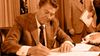 Reagan signing an executive order in 1981.