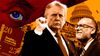 A composite image of President Donald Trump raising his fist. A large copy of the book Project 2025, Russell Vought, and a photo of January 6th, 2021 appear in the background.