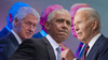In a modified composite image, Democratic Presidents Bill Clinton, Barack Obama, and Joe Biden, from left to right.