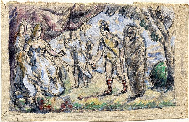 Esta pintura de Cézanne retrata el momento en que Eneas conoce a Dido en Cártago.
