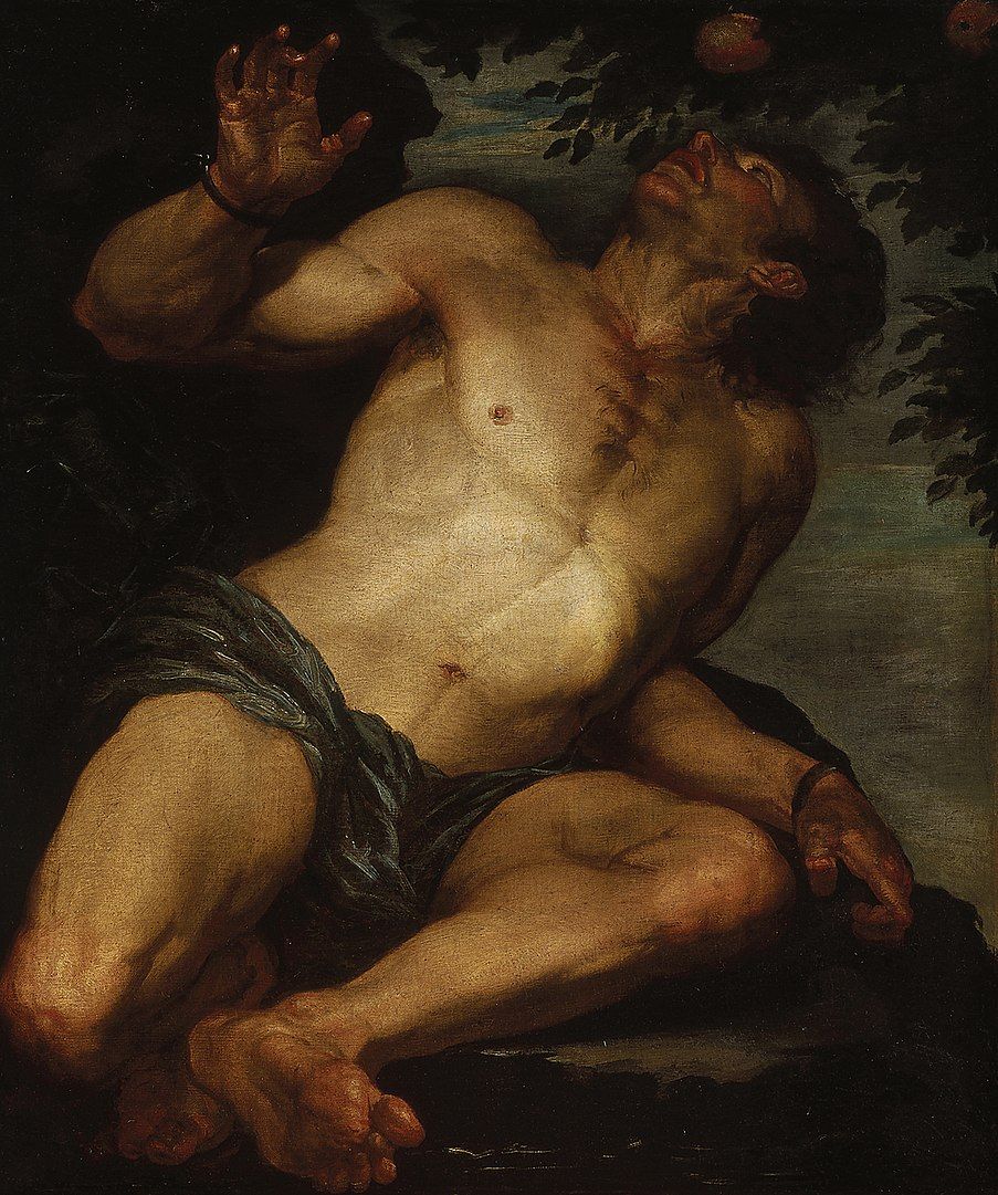 Tántalo en una pintura de Gioacchino Assereto.