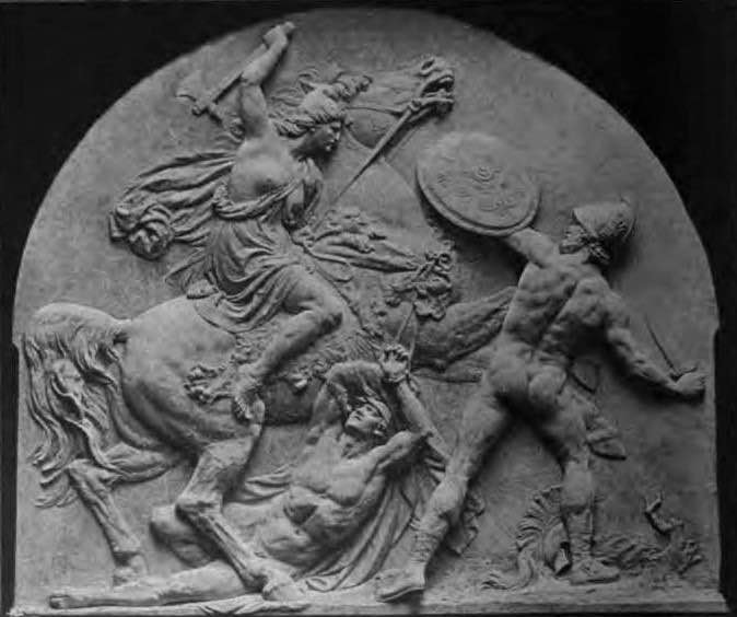 Amazona luchando contra un soldado